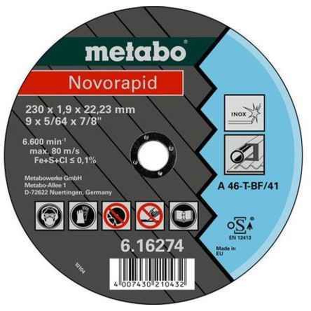 Disque à tronçonner Metabo Novorapid 230 (616274000), 230 Hmm,1 pièces