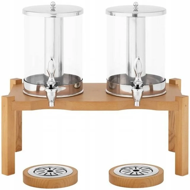 Distributeur de jus - 2 x 7 l - système de refroidissement - socle en bois ROYAL CATERING 10012052 RCSD-2W1