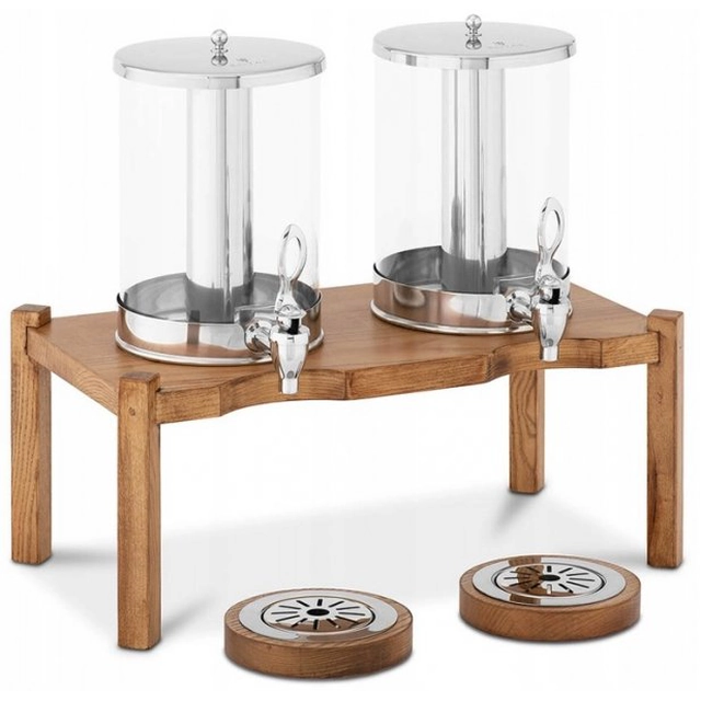 DISTRIBUTEUR DE JUS 2 X 7L BASE EN BOIS LÉGER Royal Catering 10012053 RCSD-2W2