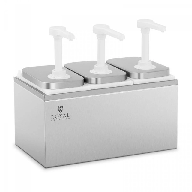 DISTRIBUTEUR TRIPLE SAUCE AVEC POMPE 3X2L ROYAL CATERING 10011450 RCDI-6L