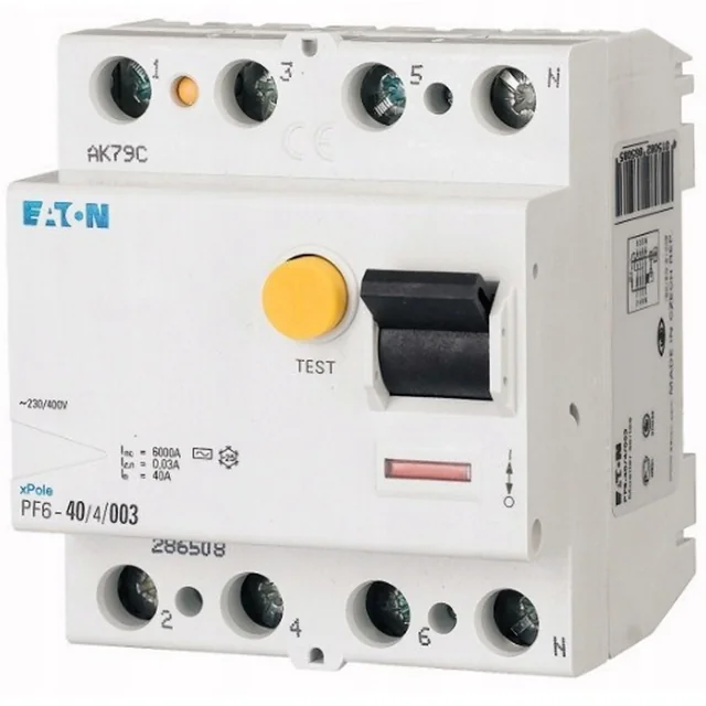 Disyuntor de corriente residual Eaton A Ex9L-N 40A 100mA 4P A 6KA