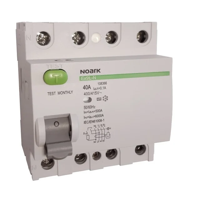 Disyuntor de corriente residual noark ex9l-n 4p 63a a 100ma 6ka eu