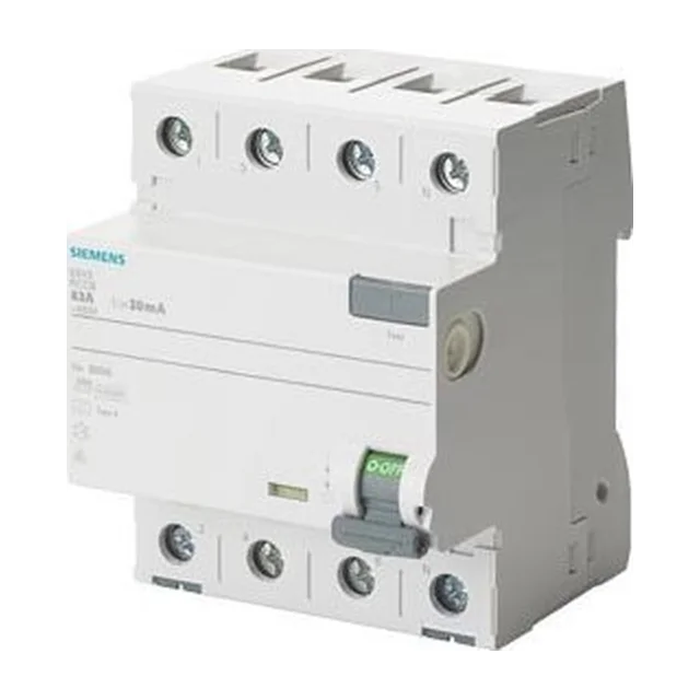 Disyuntor de corriente residual Siemens 63A 100mA 3+N 400V