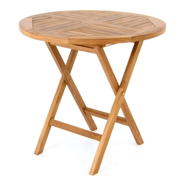 DIVERO kerek asztal teak fából, Ø80 cm