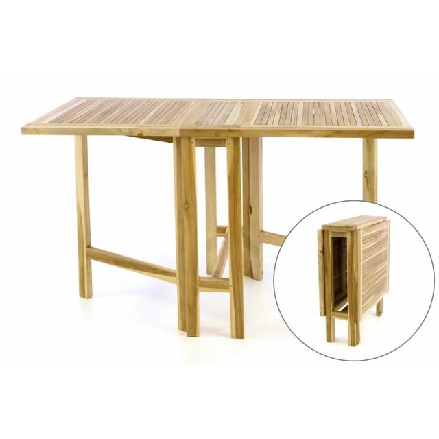 DIVERO TABLE - table de jardin en teck - pliante - 130 x 65 cm