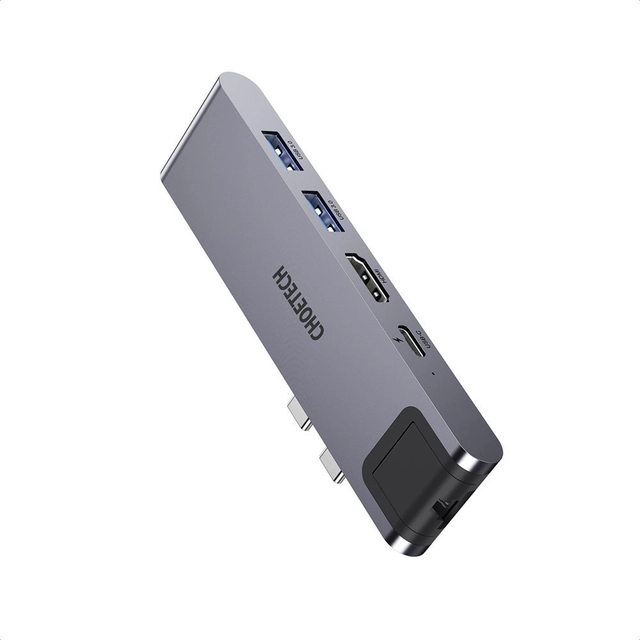 Dockingstation voor Apple MacBook Pro USB Type C HUB-adapter 7w1 100W PD grijs