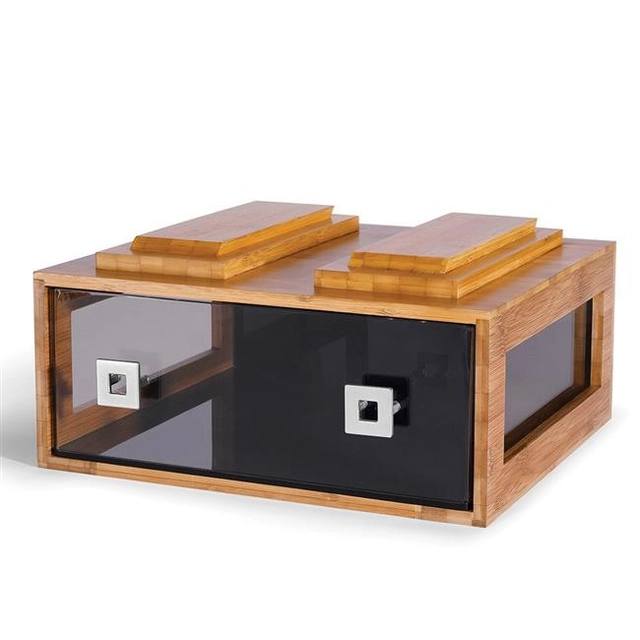 Doppelbehälter aus Bambus mit Schublade