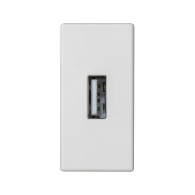 Doska K45/2 Konektory USB typu A samice 22,5x45mm + zásuvka, skrutkové svorky, biela