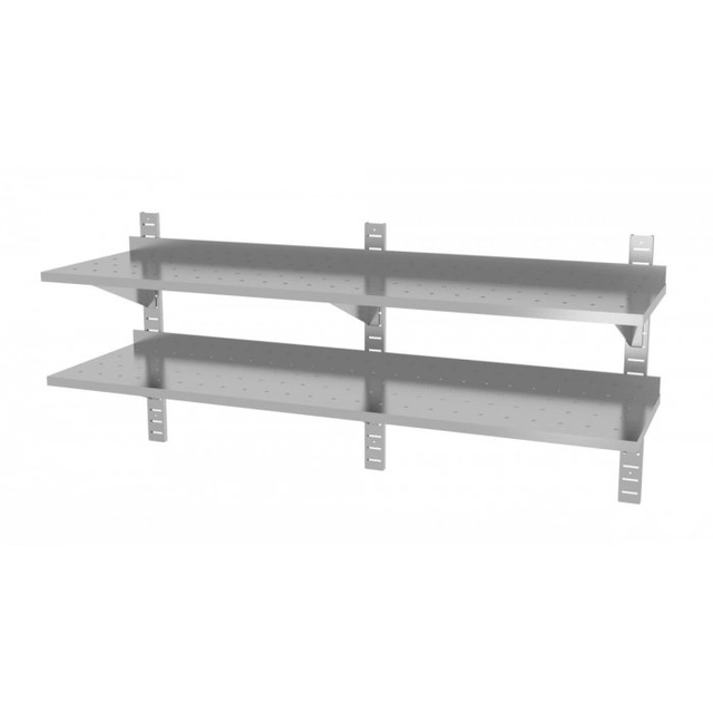 Double adjustable hanging shelf, perforated with three consoles 1600 x 300 x 600 mm POLGAST 384163-3-PERF 384163-3-PERF