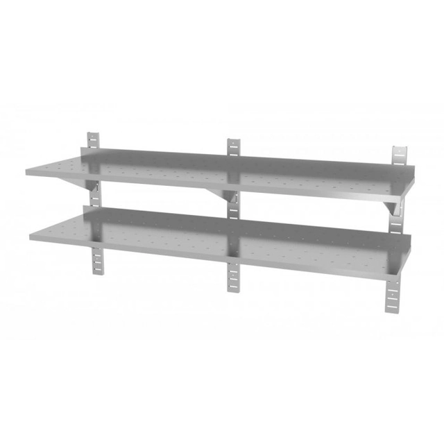Double adjustable hanging shelf, perforated with three consoles 1900 x 400 x 600 mm POLGAST 384194-3-PERF 384194-3-PERF
