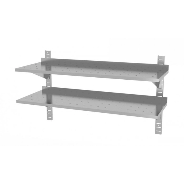 Double adjustable hanging shelf, perforated with two consoles 1100 x 300 x 600 mm POLGAST 384113-PERF 384113-PERF