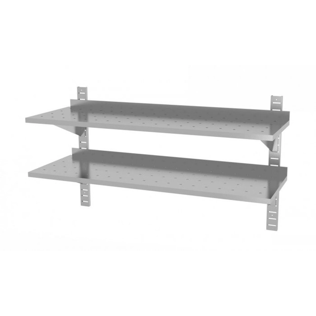 Double adjustable hanging shelf, perforated with two consoles 900 x 400 x 600 mm POLGAST 384094-PERF 384094-PERF