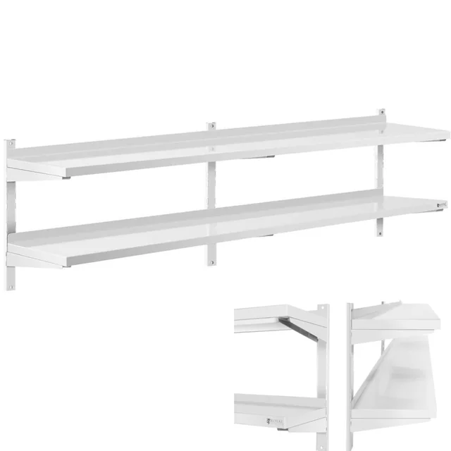 Double adjustable wall shelf gastronomic STEEL 200 x 40 cm