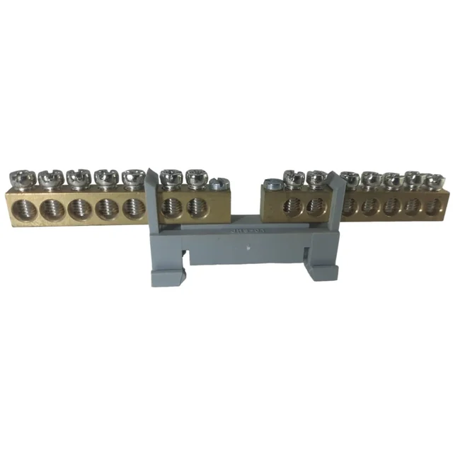 Double clamp terminal block 2x7 holes with mounting on DIN rail 35mm max 16mm²