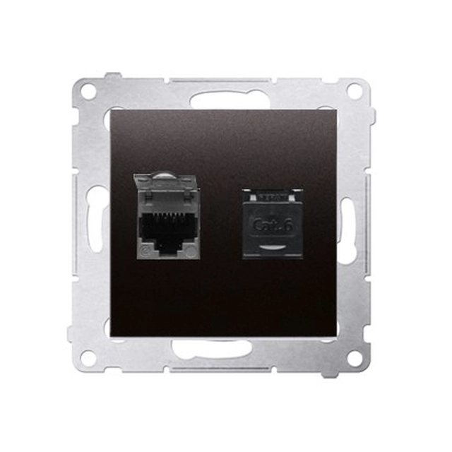 Double computer socket RJ45 category 6 with dust cover, anthracite Simon54