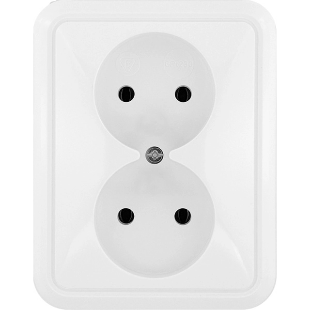 Double flush-mounted socket Series: COSMO Color: WHITE