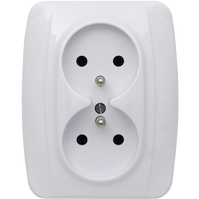 Double flush-mounted socket Series: KOS 1 Color: WHITE