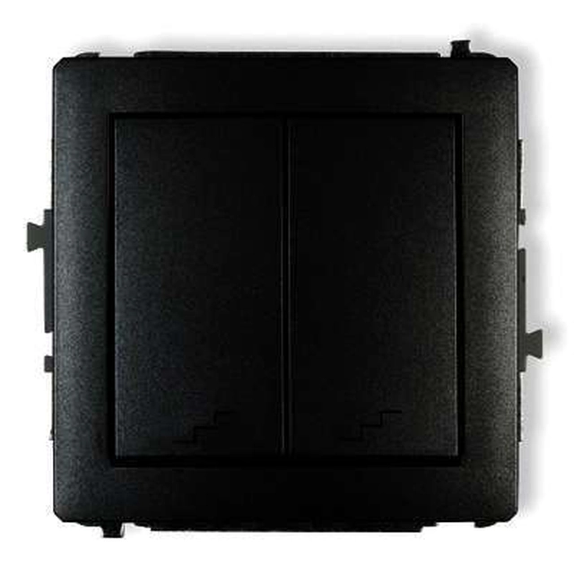 Double flush-mounted two-way switch Karlik Deco 12DWP-33 black matt