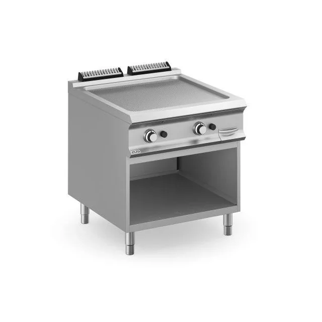 Double grooved gas grill plate on a base with 3 closed sides, Domina Pro line 900 Basic variant