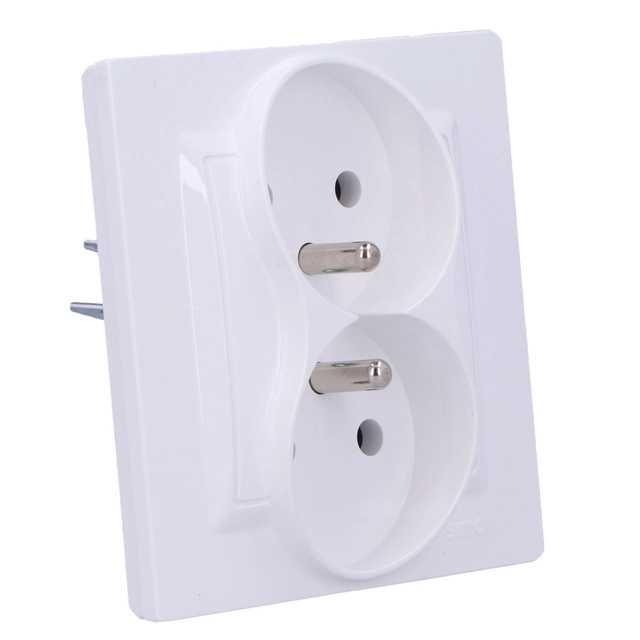 Double MONOBLOCK socket with grounding (module) 16A, 250V~, screw terminals, white *Complete - not for white frames Simon10