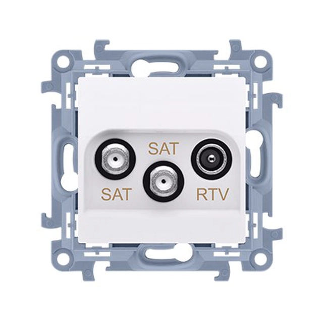 Double prise antenne satellite SAT-SAT-RTV (module).Foule : SAT 1-0.5 dB, SAT 2-1.5 db,RTV-0.5 dB, blanc Simon10