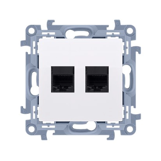 Double prise ordinateur RJ45 catégorie 5e (module), blanc Simon10