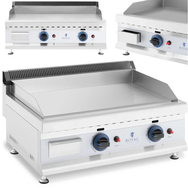 Double smooth adjustable stainless steel gas grill for natural gas 2x 3.1 kW 0.02 bar 60 x 40 cm