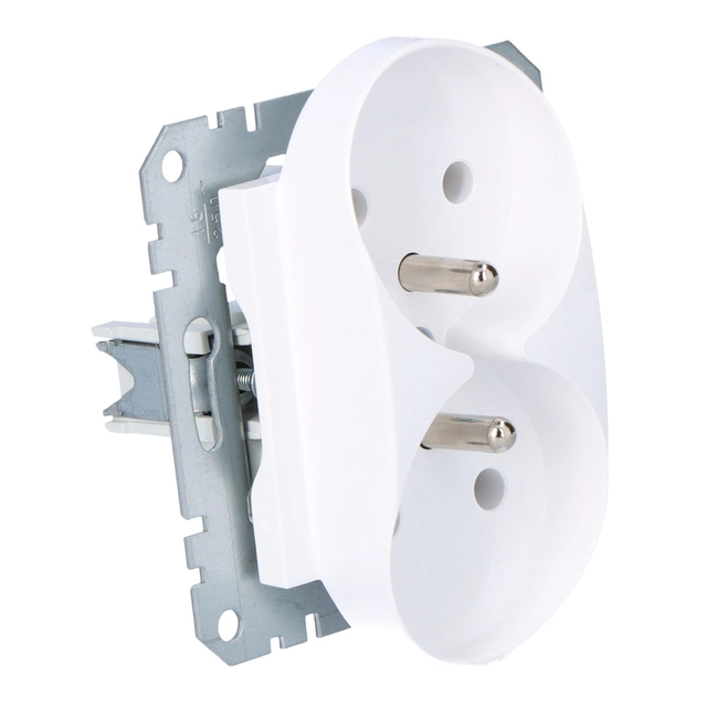 Double socket outlet with earthing, for frames, white ASFORA