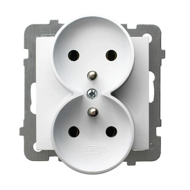 Double socket-outlet with earthing, for installation in frames, white, AS