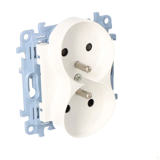 Double socket outlet with grounding and current path shutters (module) 16 A, 250 V~, screw terminals, white Simon10