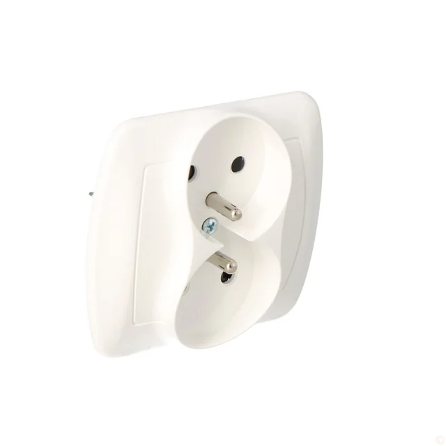 Double socket with grounding and shutter AGZ2Z/11 Chord white