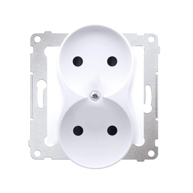 Double socket without earthing contact shutter, white Simon54