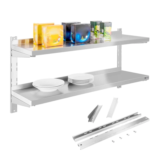 Double steel wall shelf with adjustable 120cm