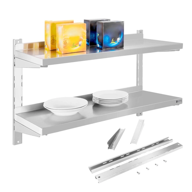 Double steel wall shelf with adjustable 80cm