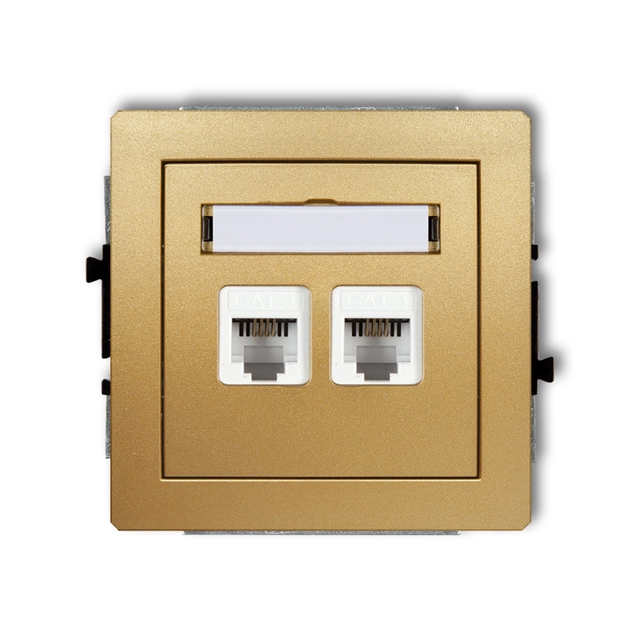 Double telephone socket mechanism 2xRJ11, 4-pin, toolless gold KARLIK DECO 29DGT-2