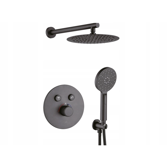 DOUCHE COMPLÈTE AVEC ROBINET FINI.THERMOSTAT, NOIR