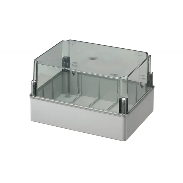 Doza aplicata transparenta 240x190x160mm IP56 inalta pentru distributie jonctiune ABS rezistenta UV fara presetupe margini netede