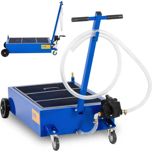 Drainer floor trolley for oil change with hand pump 20l/min 75 l