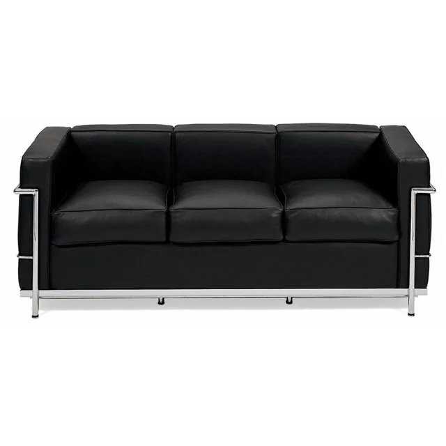 Dreisitzer-Sofa Kubik, schwarzes TP-Leder