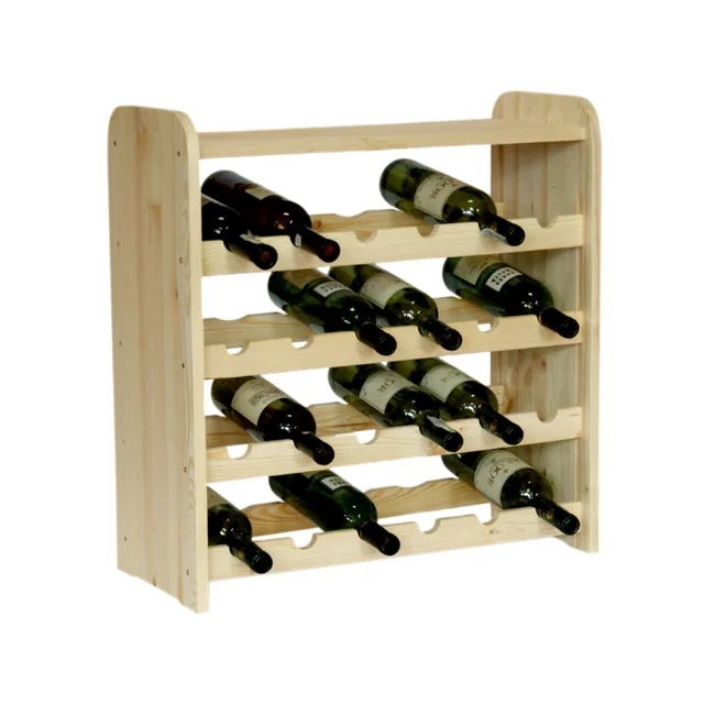 Drewniany regał na wino z półką - RW31 /na 24 butelki/ Naturalny