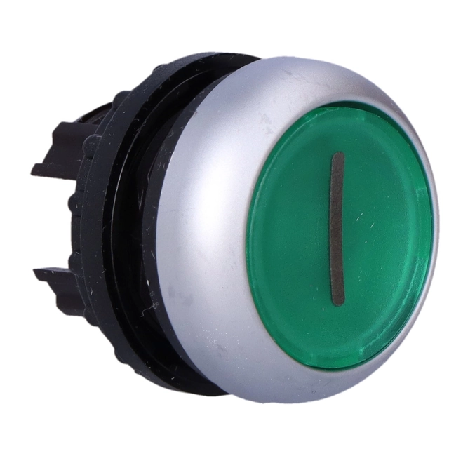 Drijfveer M22-DRL-G-X1 platte groene knop met achtergrondverlichting zonder terugkeer