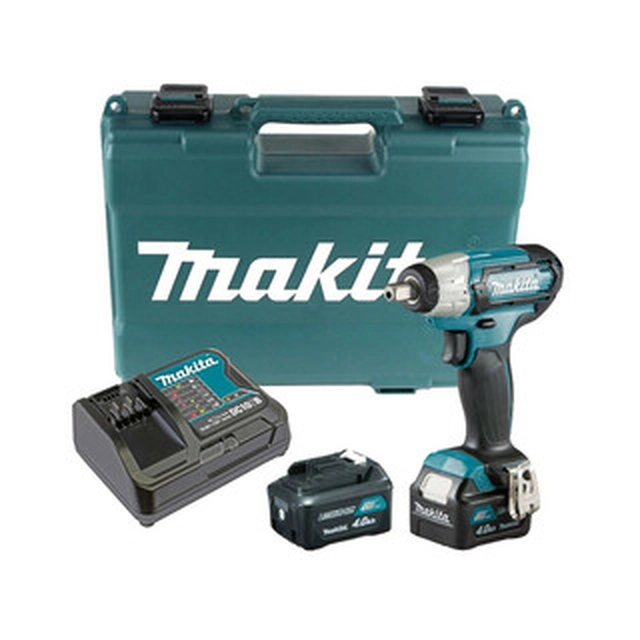 Driver de impacto sem fio Makita TW141DSME 12 V | 145 Nm | 1/2 polegadas | Escova de carvão | 2 x 4 Ah bateria + carregador | Em uma mala