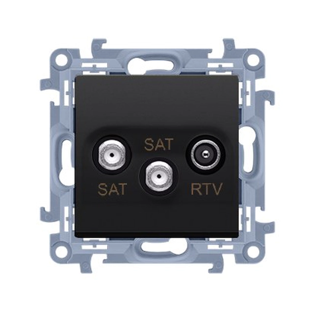 Dual SAT-SAT-RTV satellite antenna socket (module), 1x input: 5 MHz-2,4 GHz, matt black, SIMON10