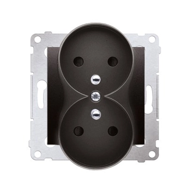 Dubbel geaard stopcontact met rolluiken voor NATURE FRAME (module)16A, 250V AC, schroefklemmen antraciet (metaal)Simon54