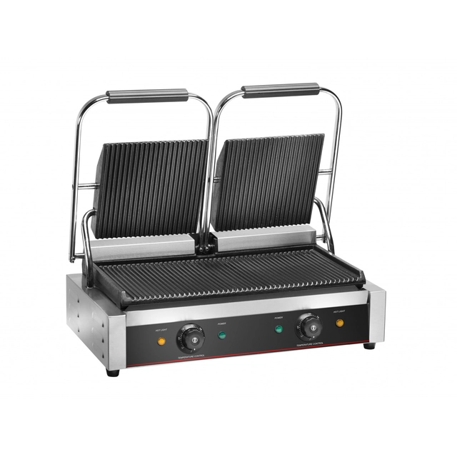 Dubbele contactgrill 475x230 gegroefde plaat PG50R | Amitek