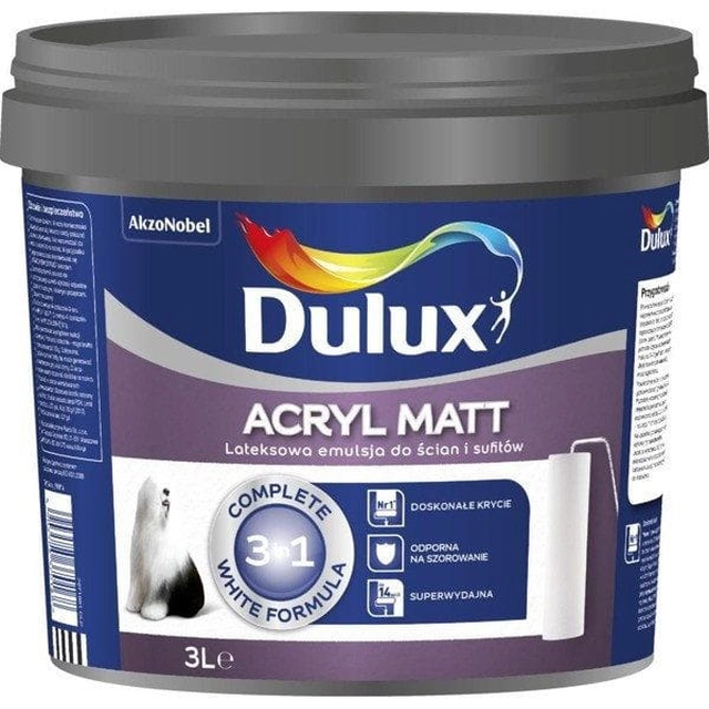 Dulux Acryl Matt Dispersionsfarbe 3 l weiß