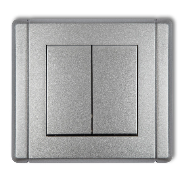 Dvojitý obousměrný přepínač (dvě tlačítka bez piktogramů) stříbrná metalíza KARLIK FLEXI 7FWP-33.1