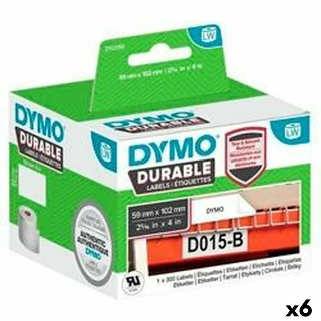 Dymo-Druckeretiketten, langlebig, weiß (102 x 59 mm, schwarz ((6, Stück))