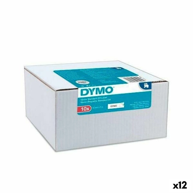 Dymo Laminated Label Printer Tape White Black Self-Adhesive 10 Parts (12 Pieces)