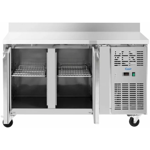 Dzesēšanas galds uz riteņiem - 260 l - 2 kameras - 136 x 70 cm - B klase - loks - nerūsējošais tērauds - Royal Catering 10013276 RCRT-2D280RE 4062859257284